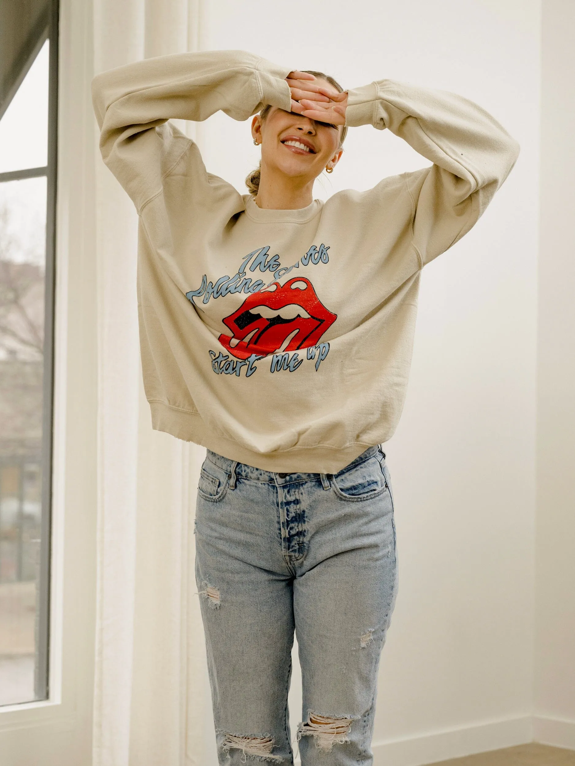 Rolling Stones Start Me Up Sand Thrifted Sweatshirt