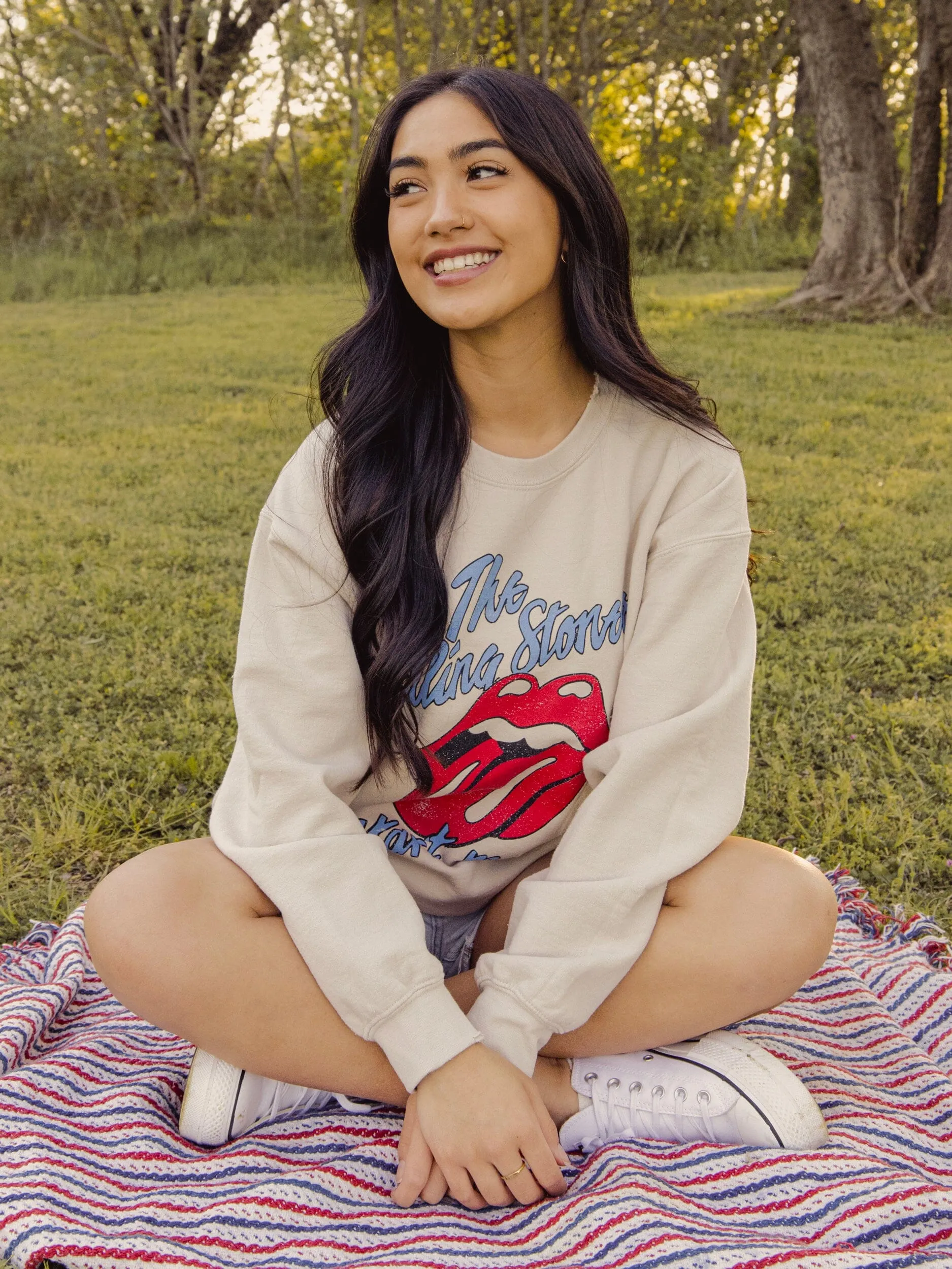 Rolling Stones Start Me Up Sand Thrifted Sweatshirt