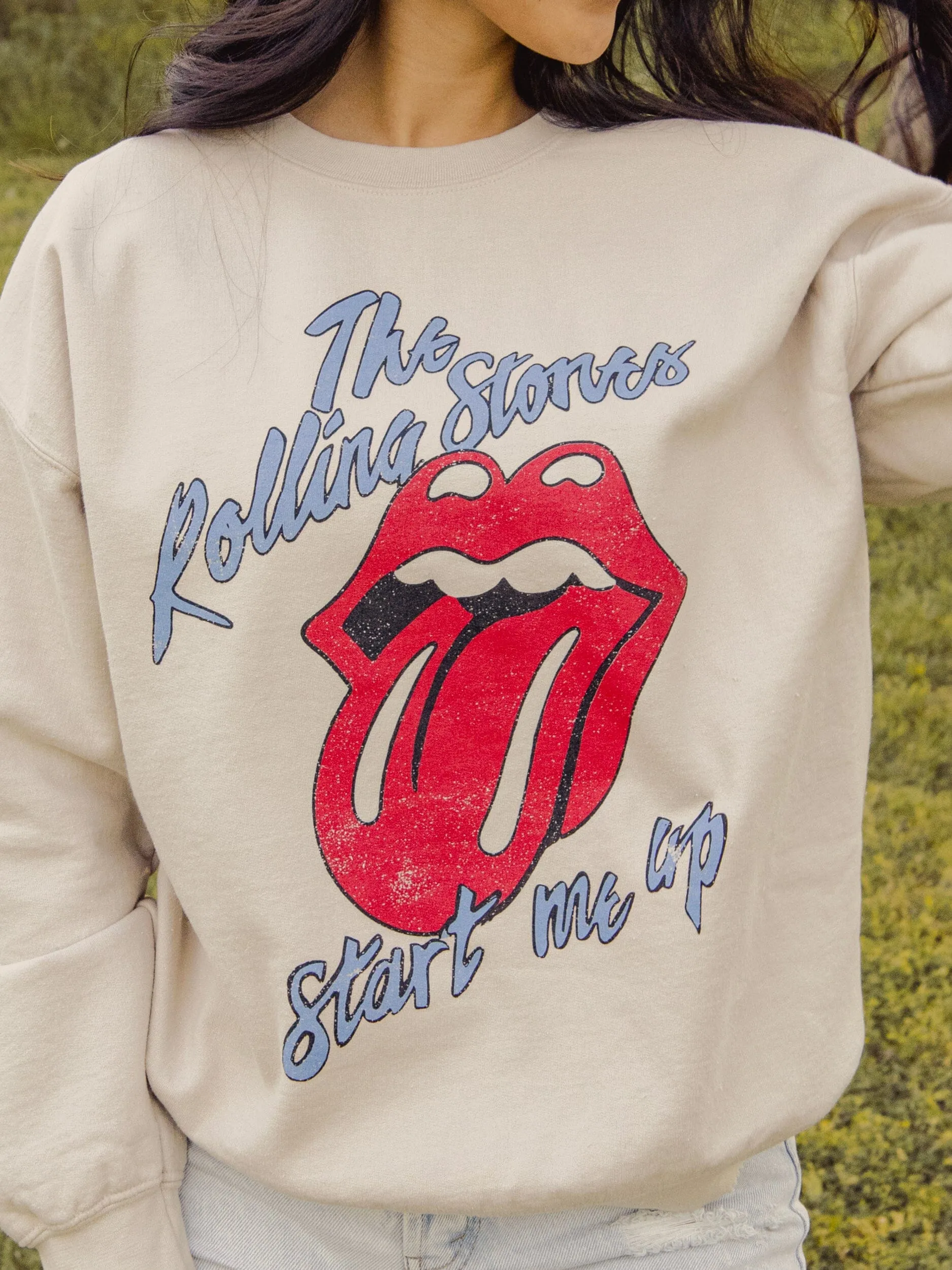 Rolling Stones Start Me Up Sand Thrifted Sweatshirt