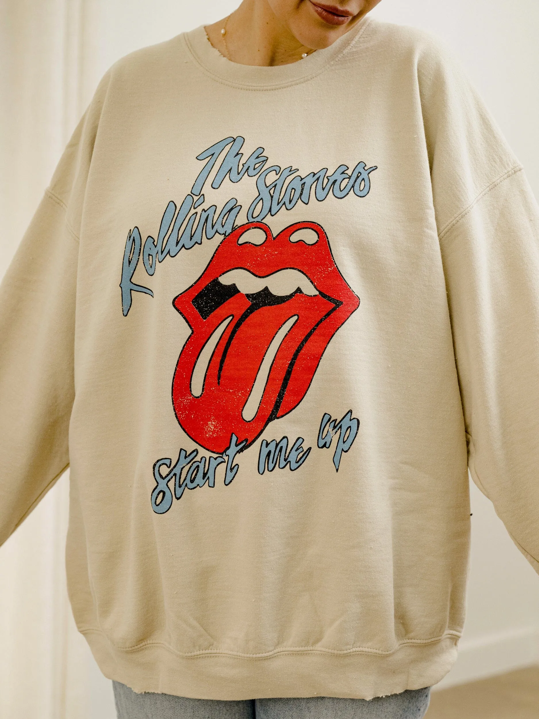 Rolling Stones Start Me Up Sand Thrifted Sweatshirt