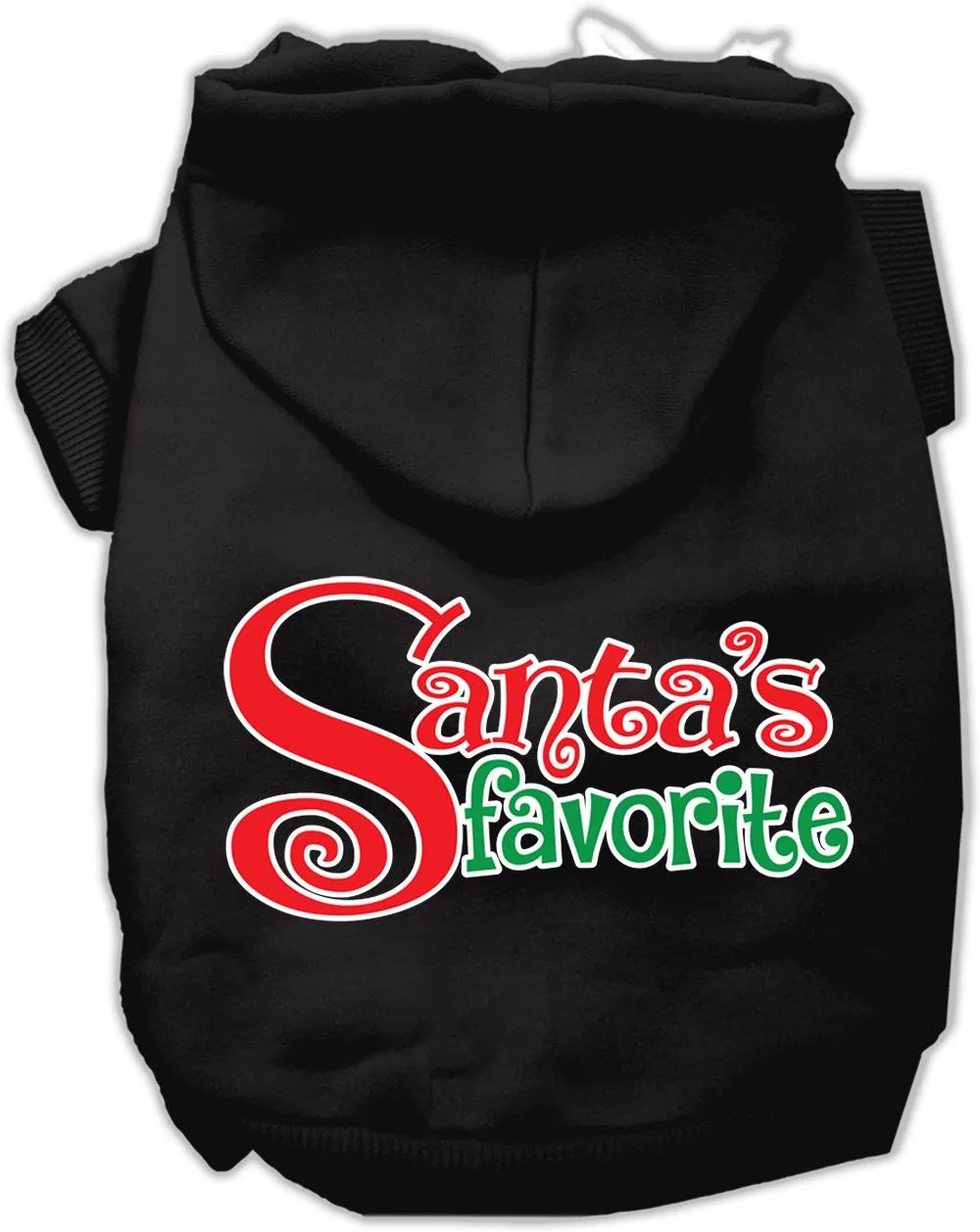 Santas Favorite Screen Print Pet Hoodie Black Med (12)