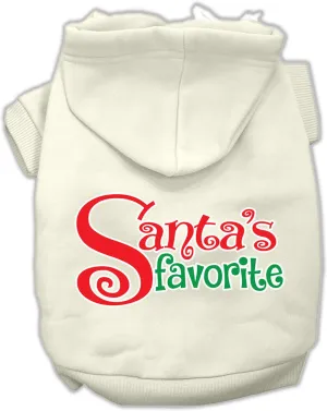 Santas Favorite Screen Print Pet Hoodie Cream Sm (10)