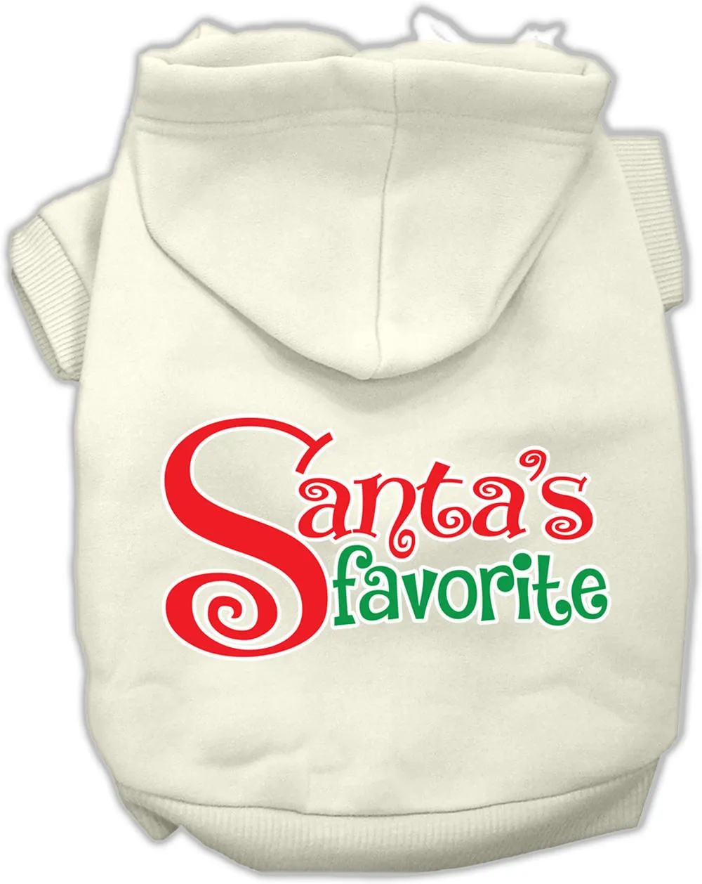 Santas Favorite Screen Print Pet Hoodie Cream Sm (10)