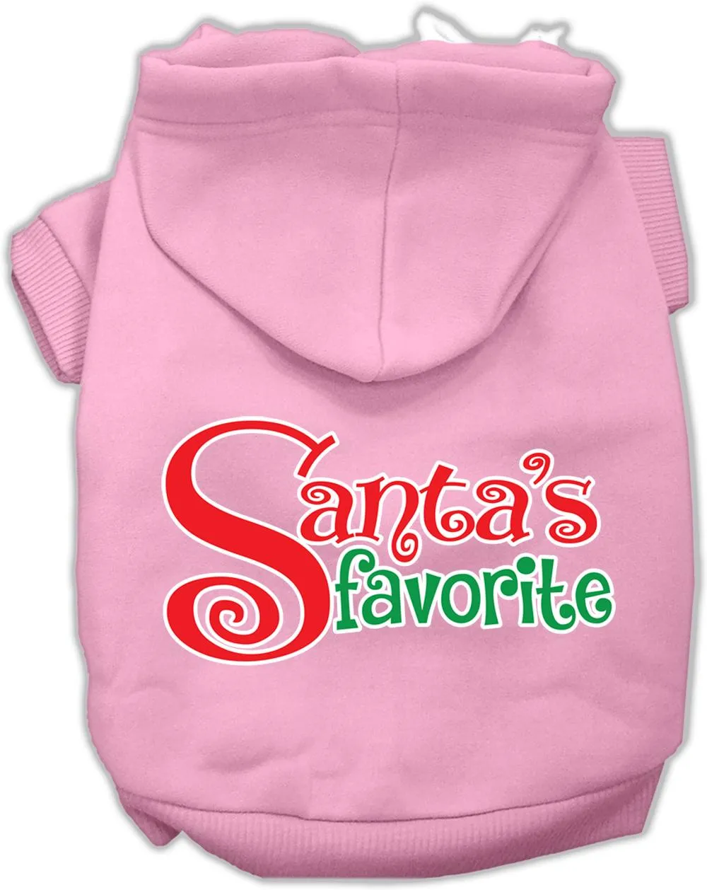 Santas Favorite Screen Print Pet Hoodie Light Pink Lg (14)