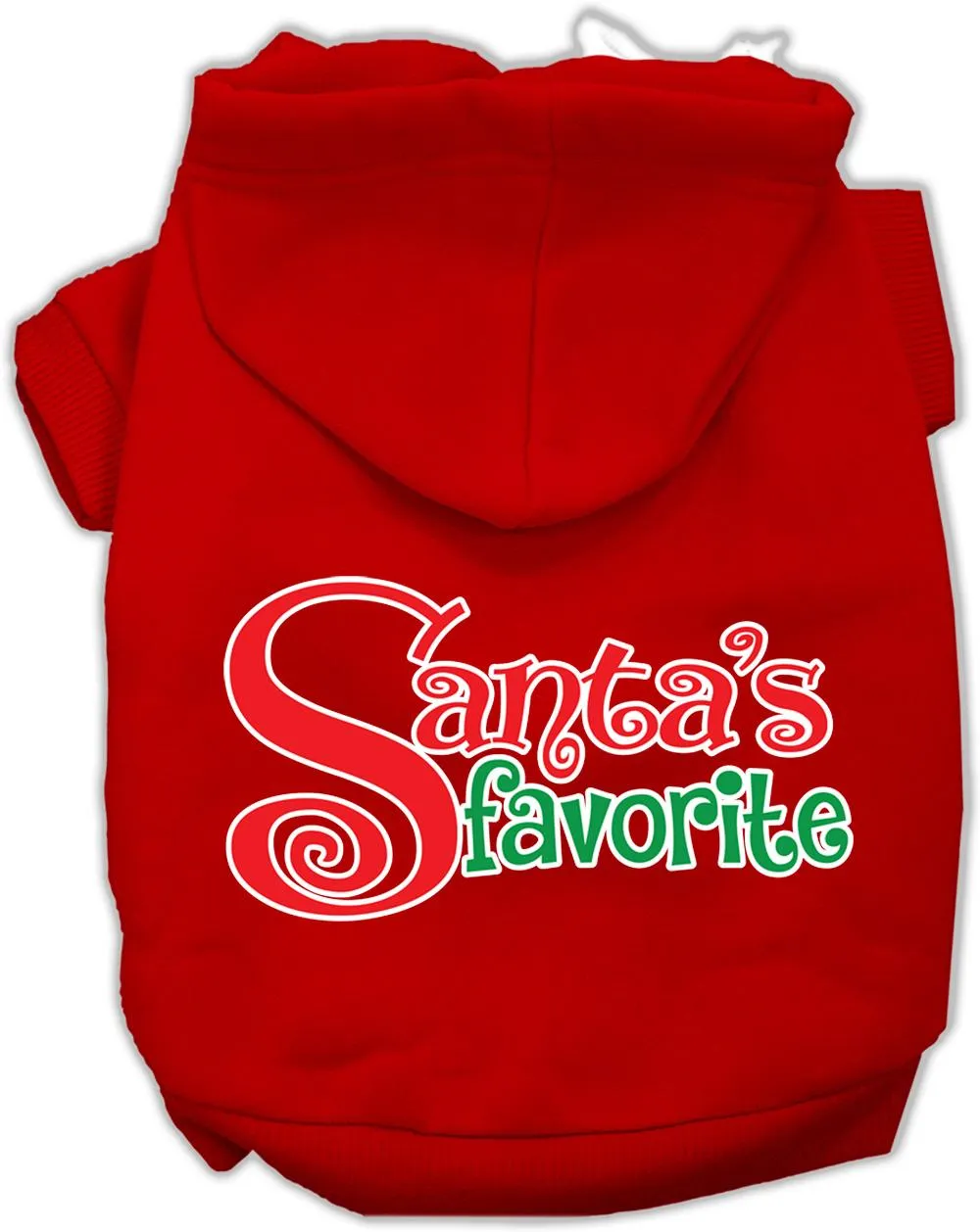 Santas Favorite Screen Print Pet Hoodie Red Med (12)