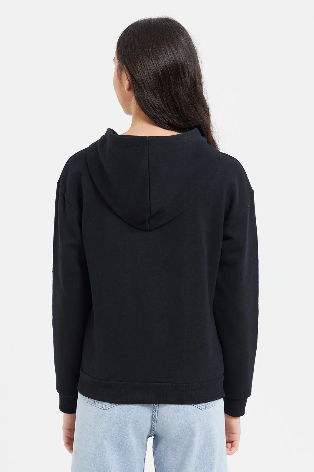 Senior Girls Black Zip Thru Hoody Sweatshirts