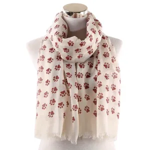 Spring And Winter Print Cute Dog Paw Scarf Ladies Dog Feet Tassel Trim Neck Warm Shawl