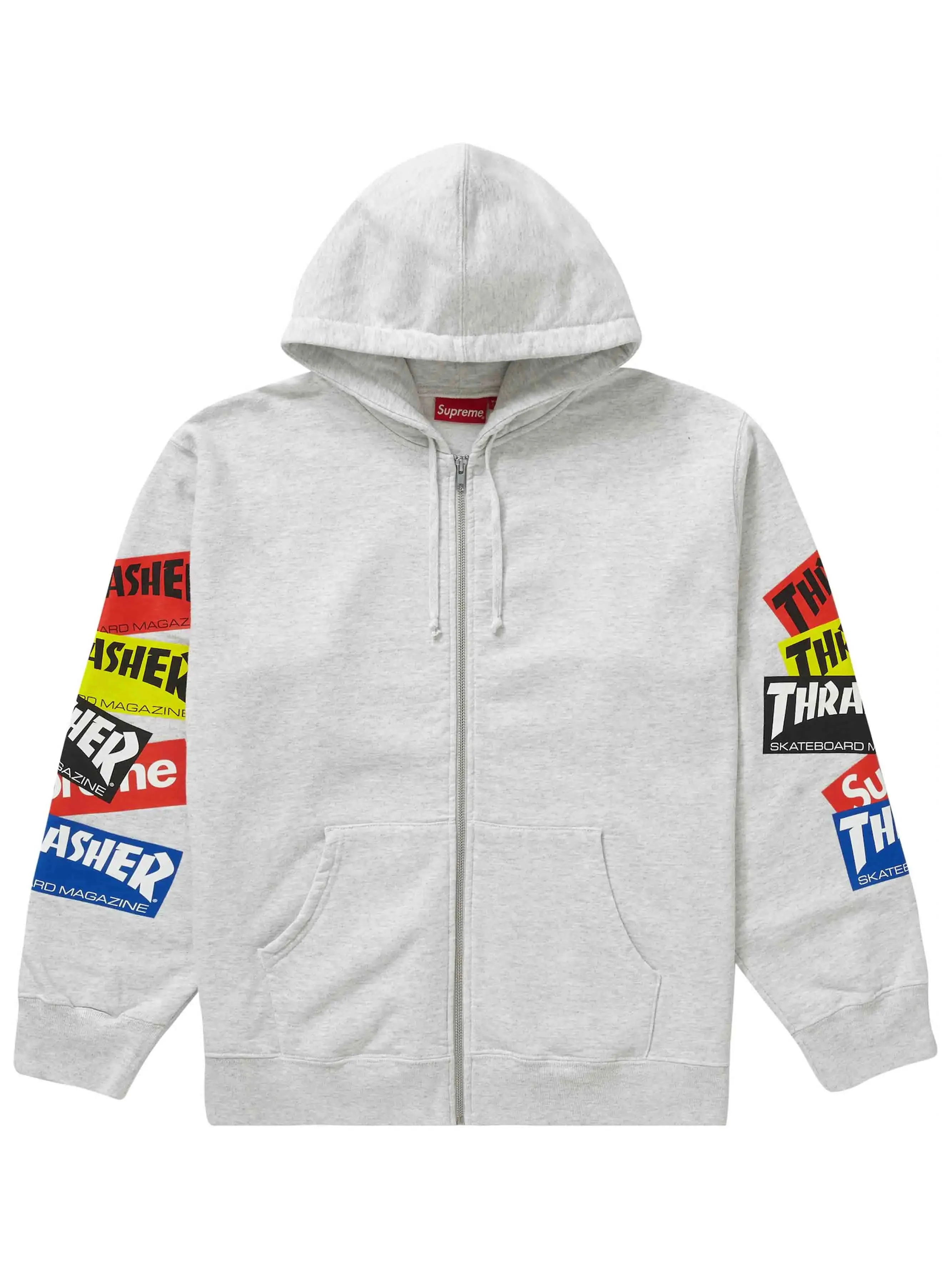 Supreme Thrasher Multi Logo Zip Up Hooded Sweatshirt Ash Grey (FW21)