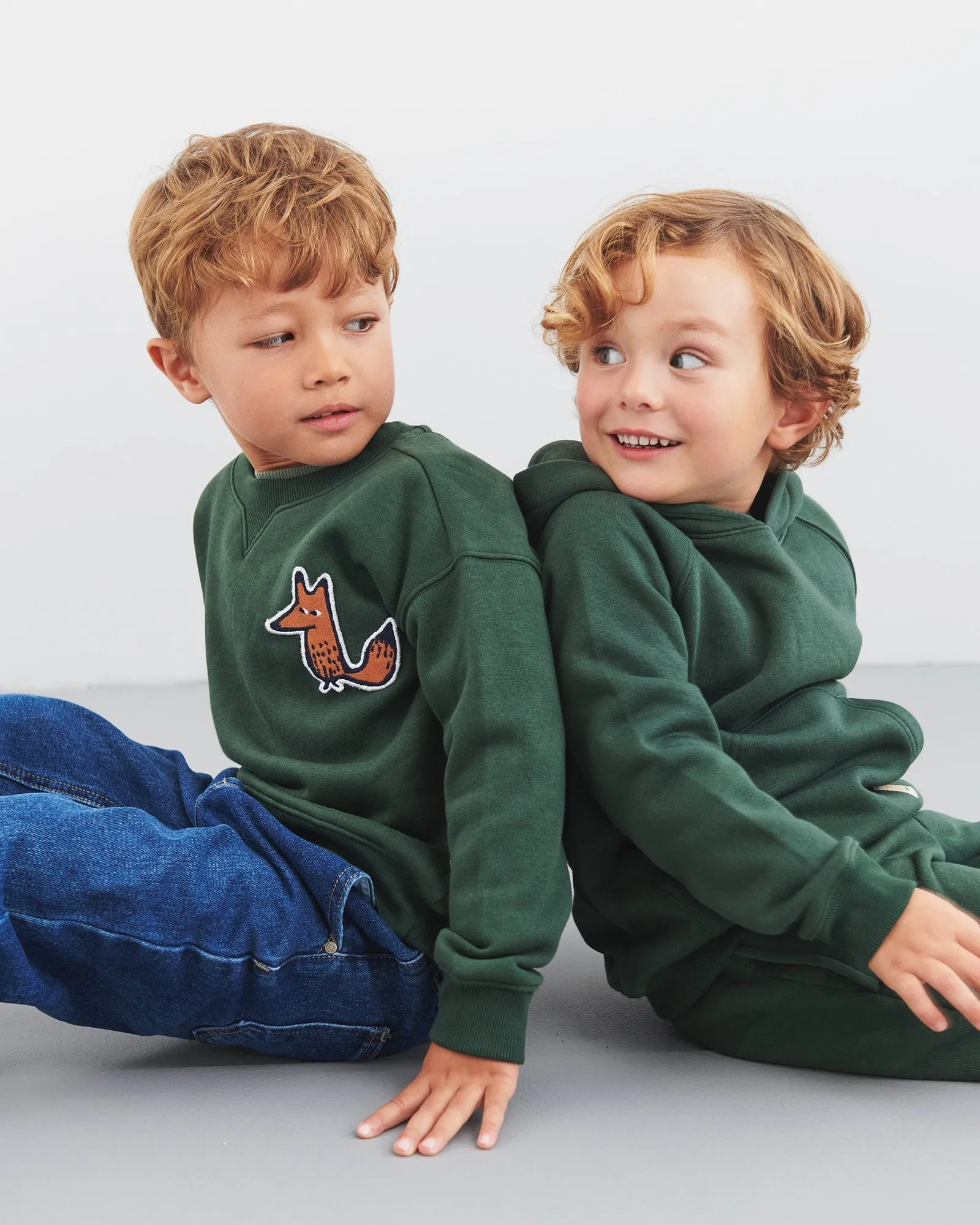 Sweatshirt Fox Badge - Kids - Dark Green