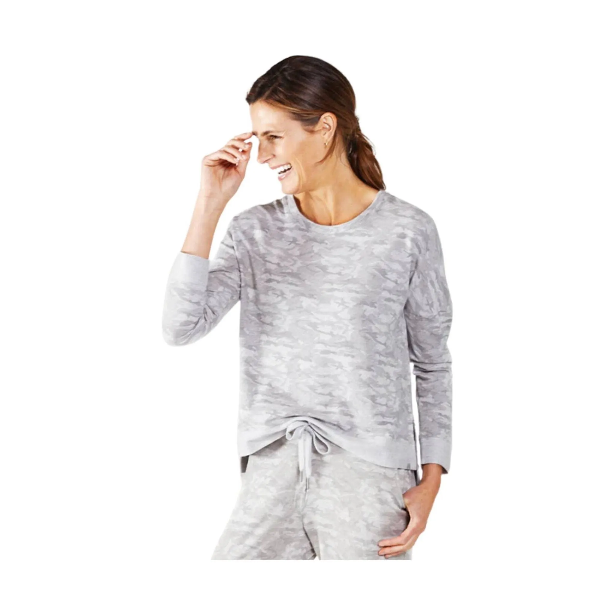 Tasc Women's Riverwalk French Terry Casual Sweatshirt - Light Grey Camo