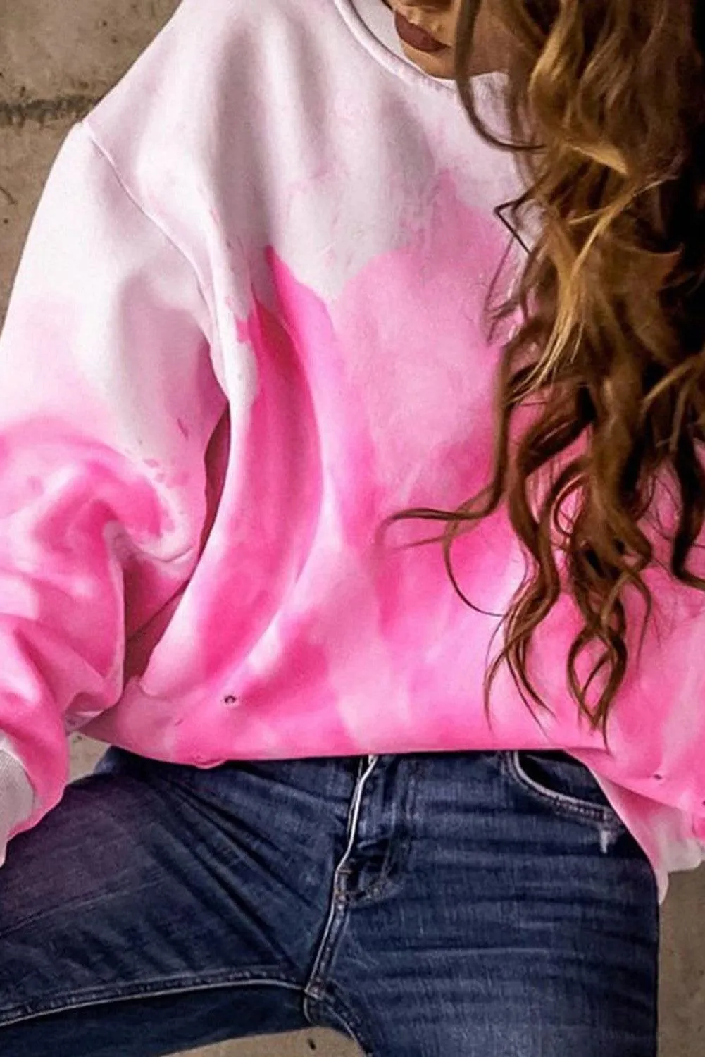 Tie Dye Round Neck Long Sleeve Sweatshirt