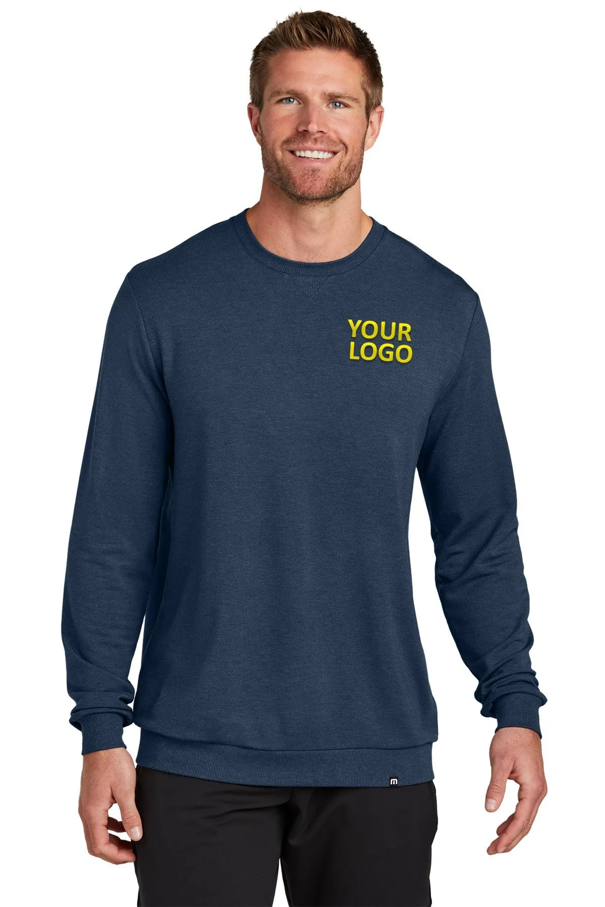 TravisMathew Custom Crew Sweatshirts, Blue Nights Heather