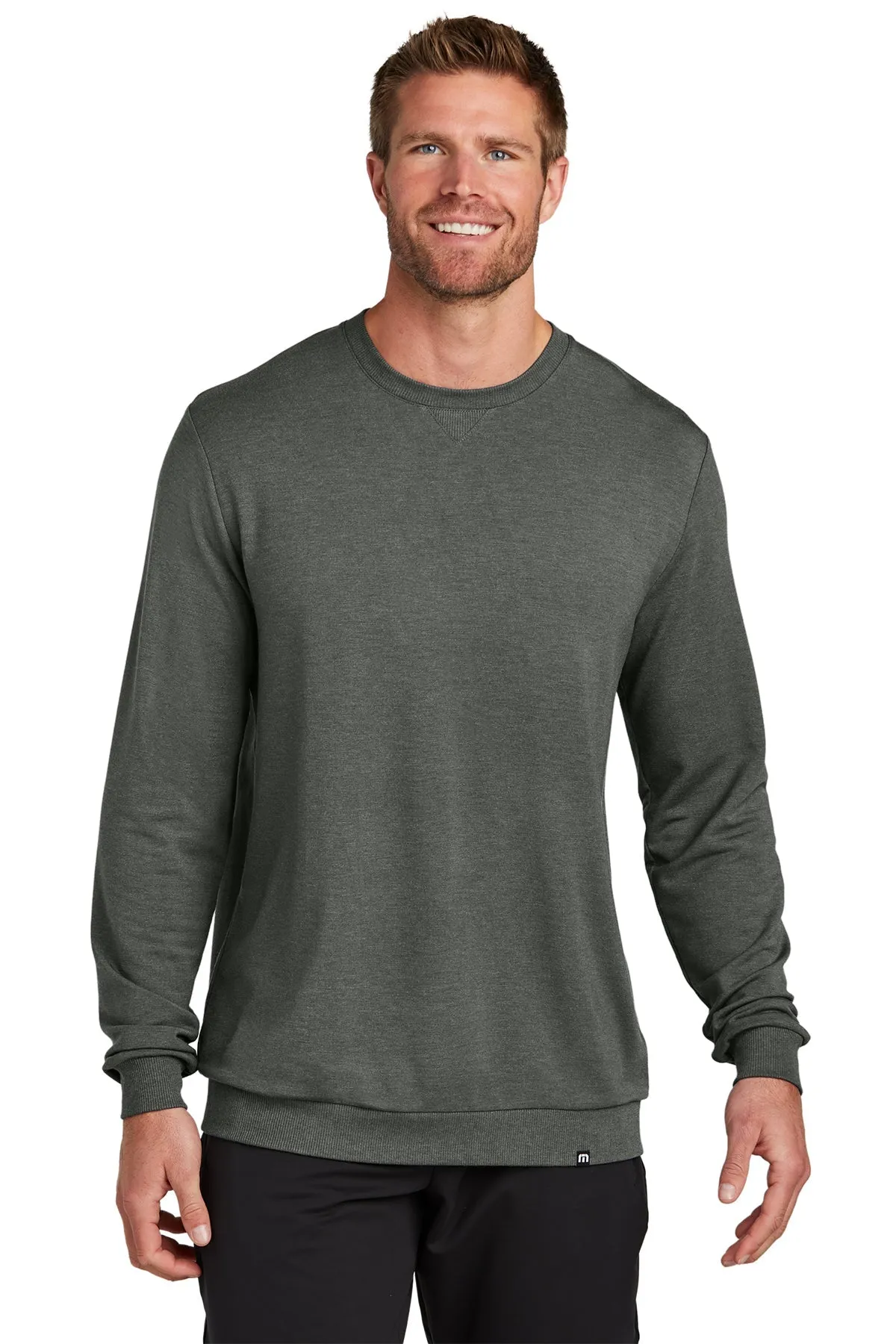 TravisMathew Custom Crew Sweatshirts, Dark Grey Heather