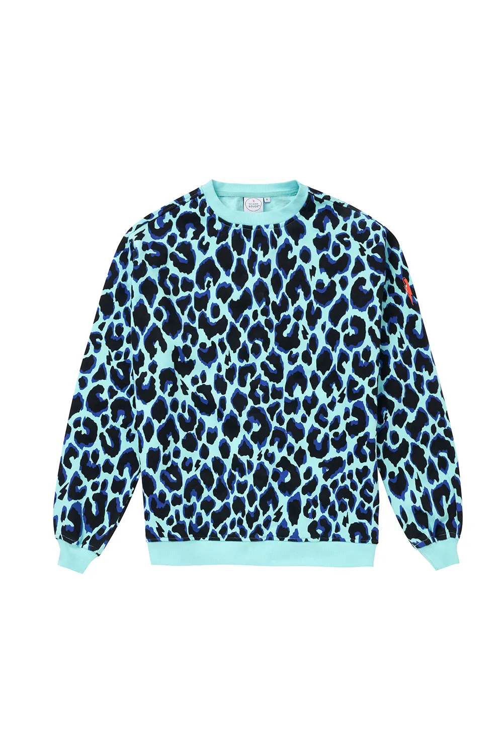 Turquoise with Black and Blue Shadow Leopard Oversized Sweatshirt