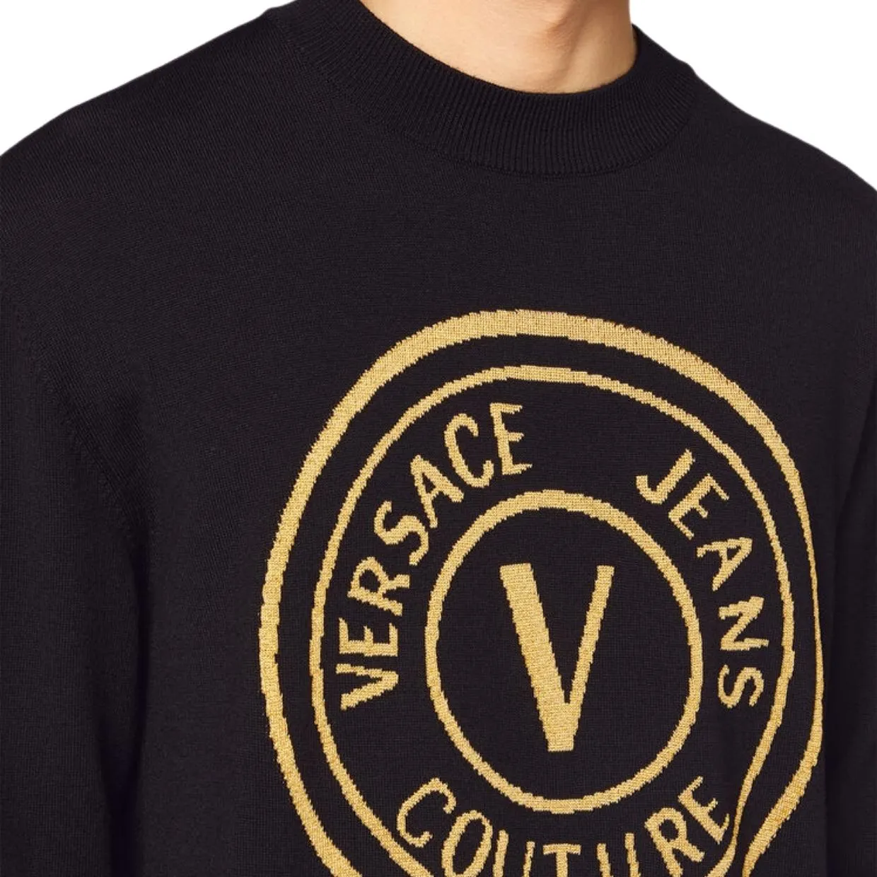 Versace Jeans Couture Black Emblem Wool Sweatshirts