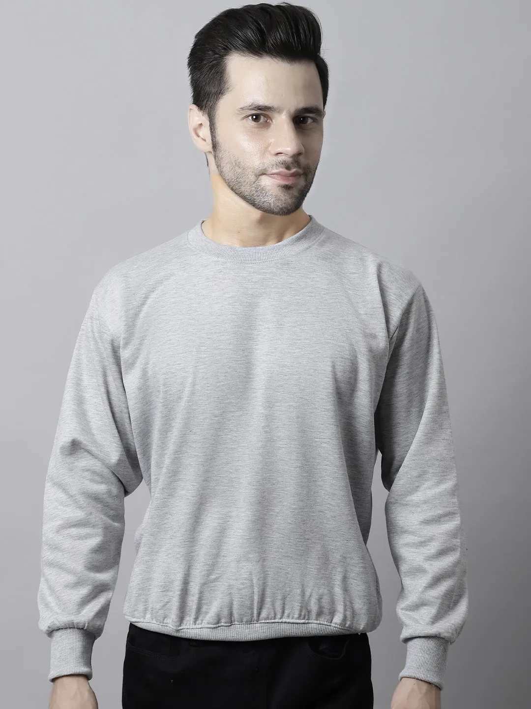 Vimal Jonney Fleece Round Neck Melange Sweatshirt for Men