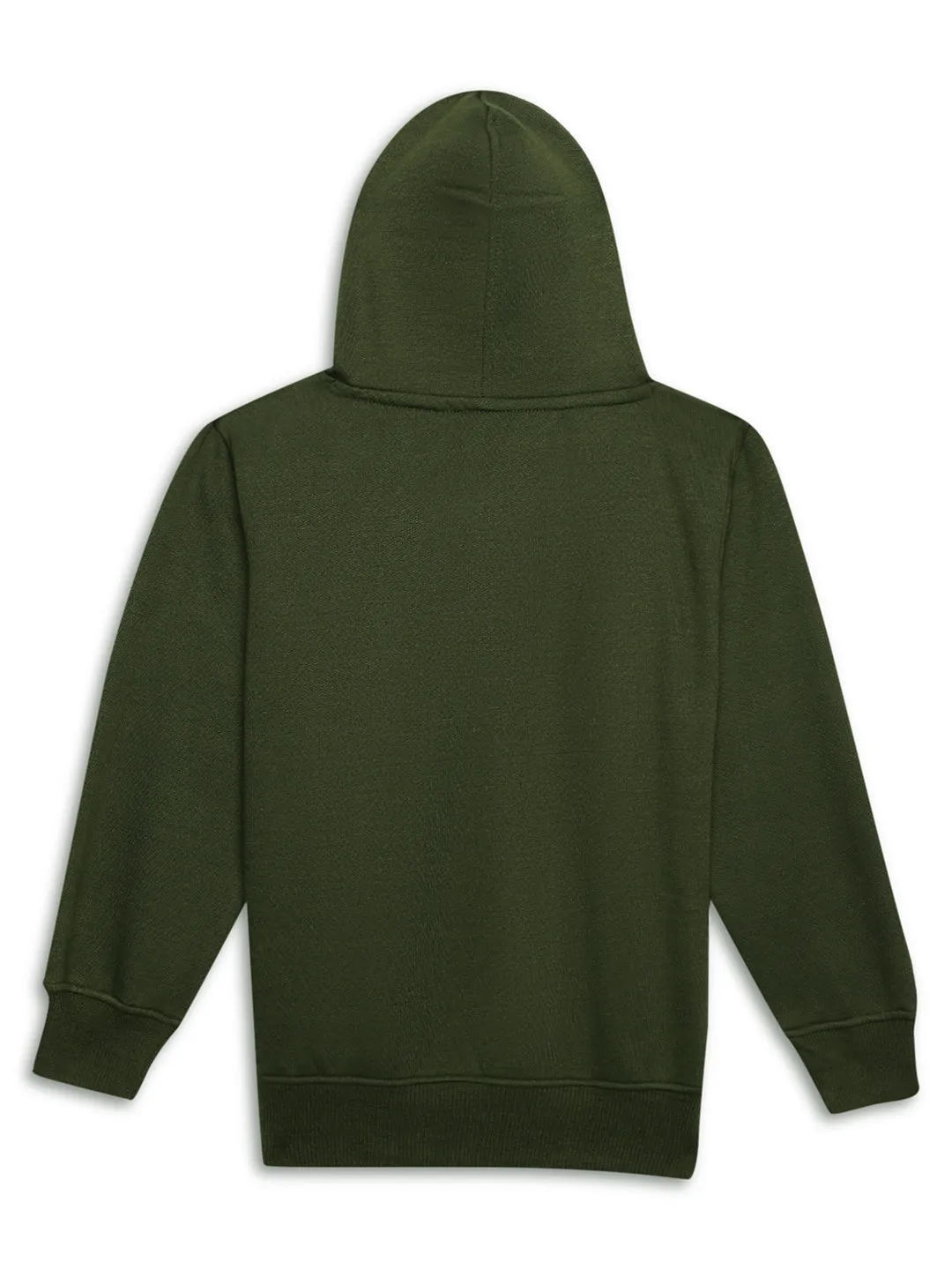 Vimal Jonney Olive Printed Hooded Cotton Fleece Sweatshirt for Kids