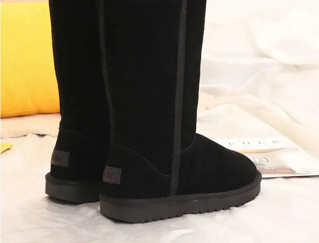 Women Snow Boots Leather Fur