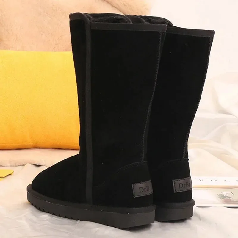 Women Snow Boots Leather Fur