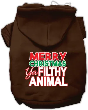 Ya Filthy Animal Screen Print Pet Hoodie Brown Xs (8)