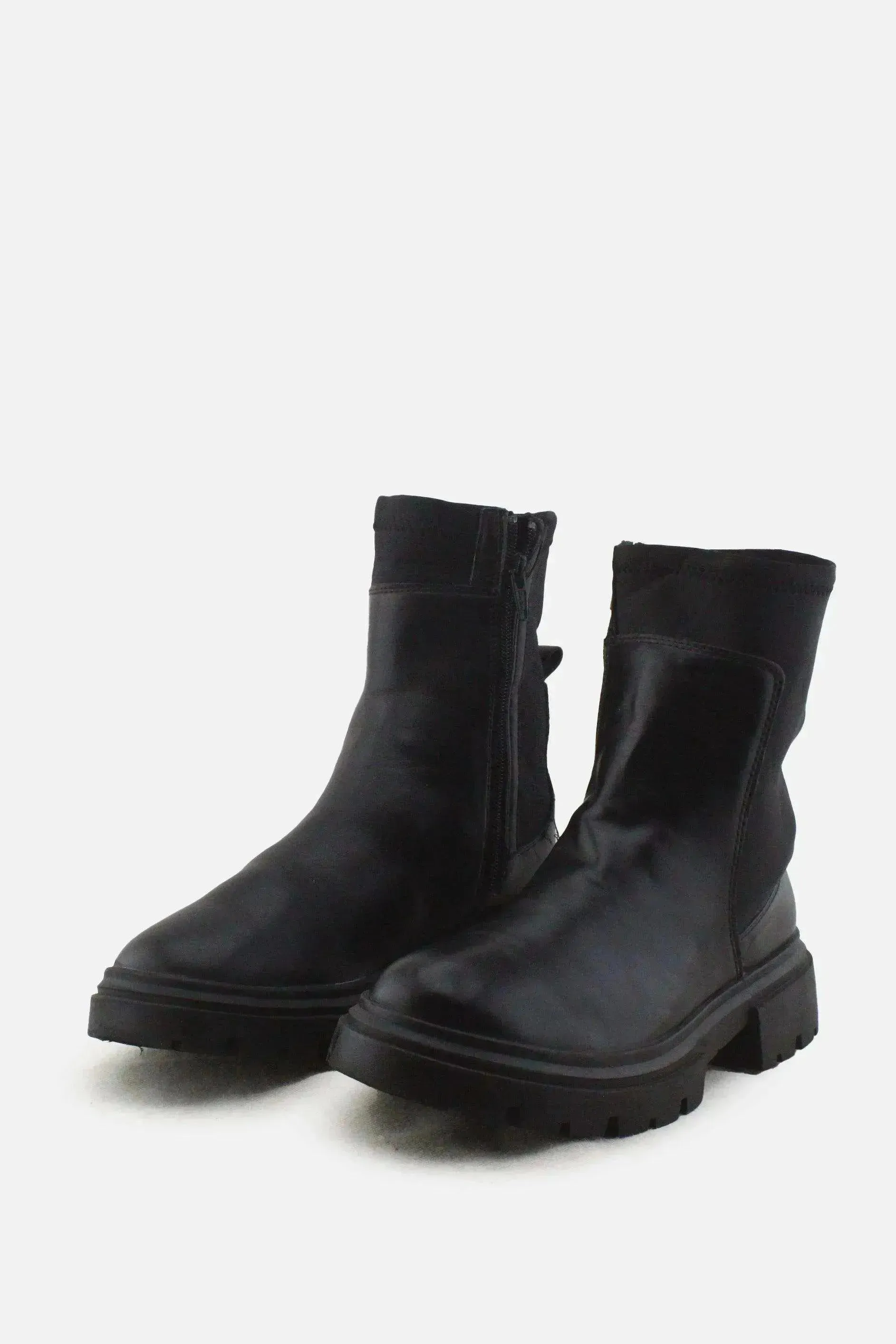 Zara Zipper Combat Ankle Boots |100% Authentic Leather