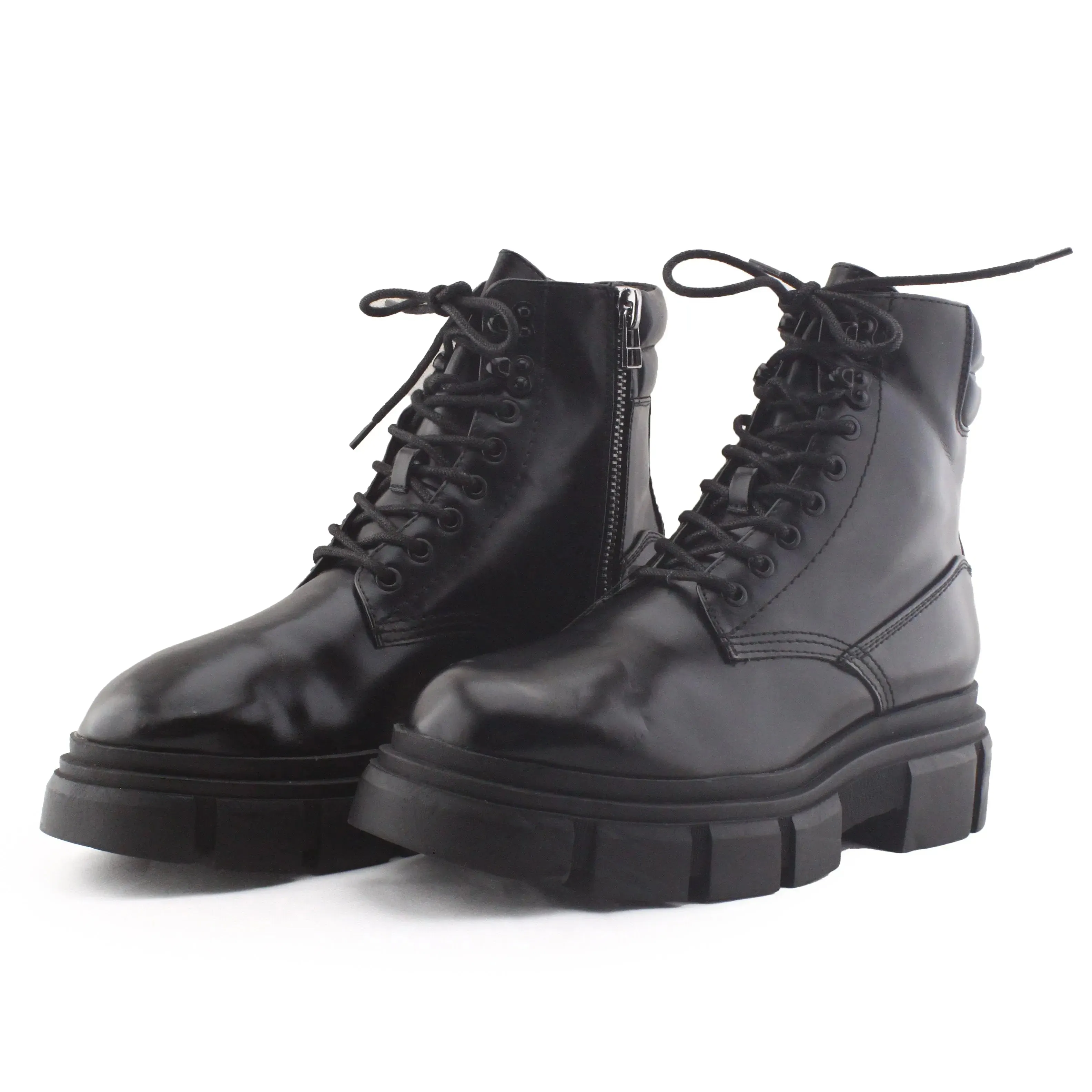 Zara Zipper Laces Combat Ankle Boots | 100% Authentic Leather